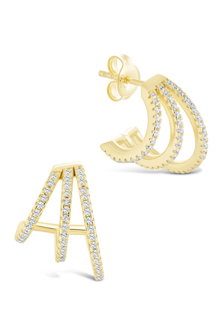 Porter Cubic Zirconia Triple Hoop Earrings, Main, color, GOLD