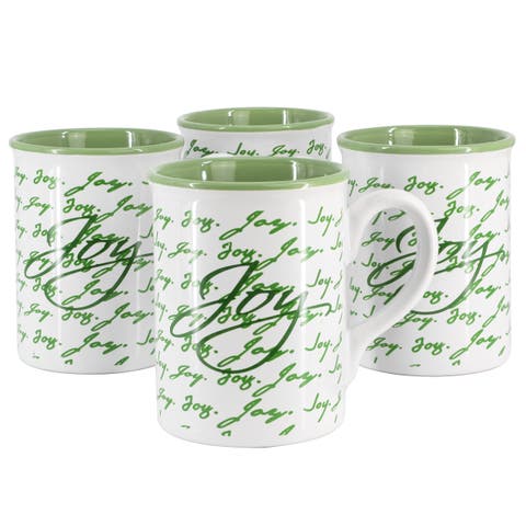 Inspirational Words Joy 4 Piece 16 Ounce Stoneware Mug Set