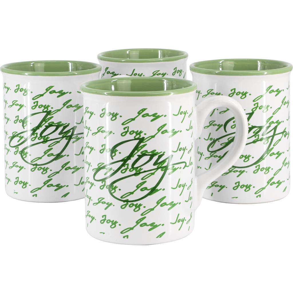 Gibson Home Inspirational Words Joy 4 Piece 16 Ounce Stoneware Mug Set In Green