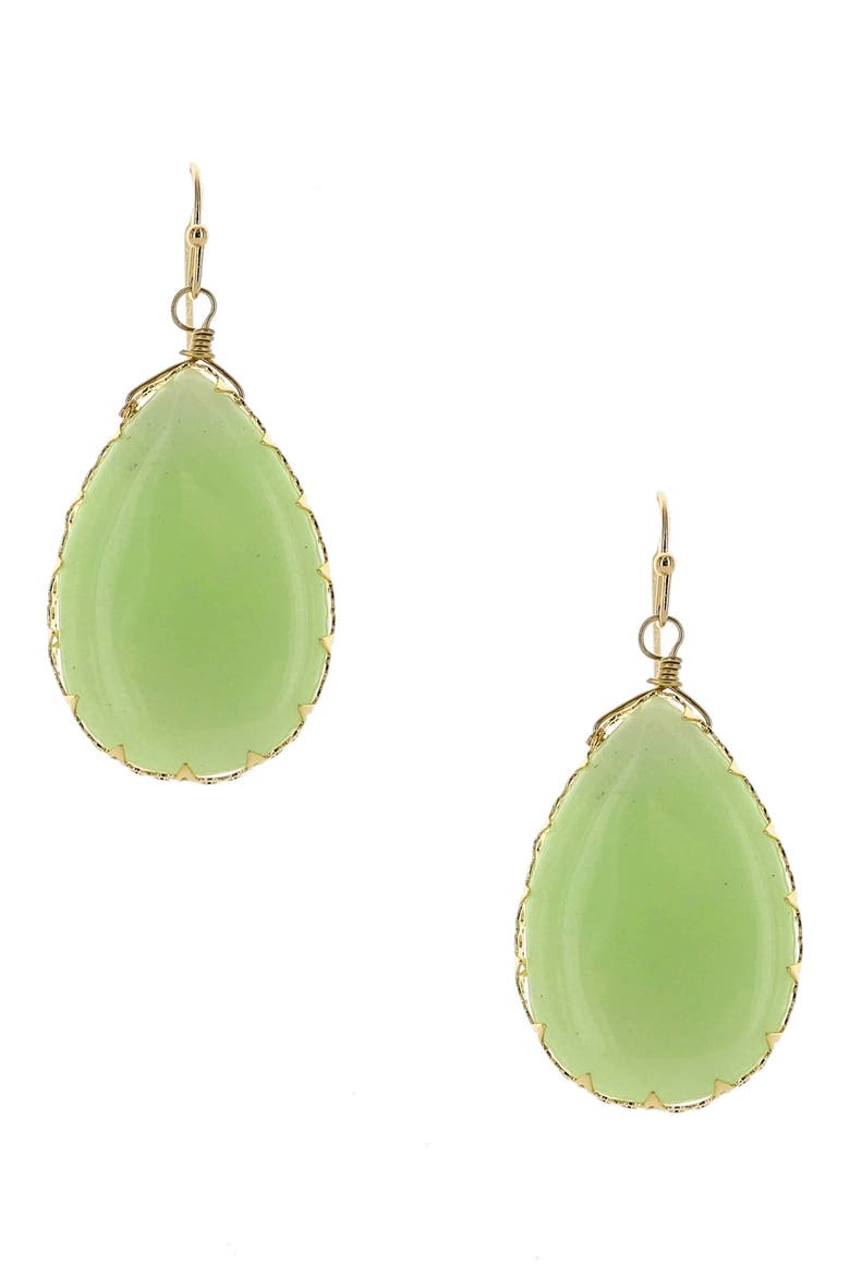Klara Cabochon Teardrop Earrings, Main, color, GOLD / MINT