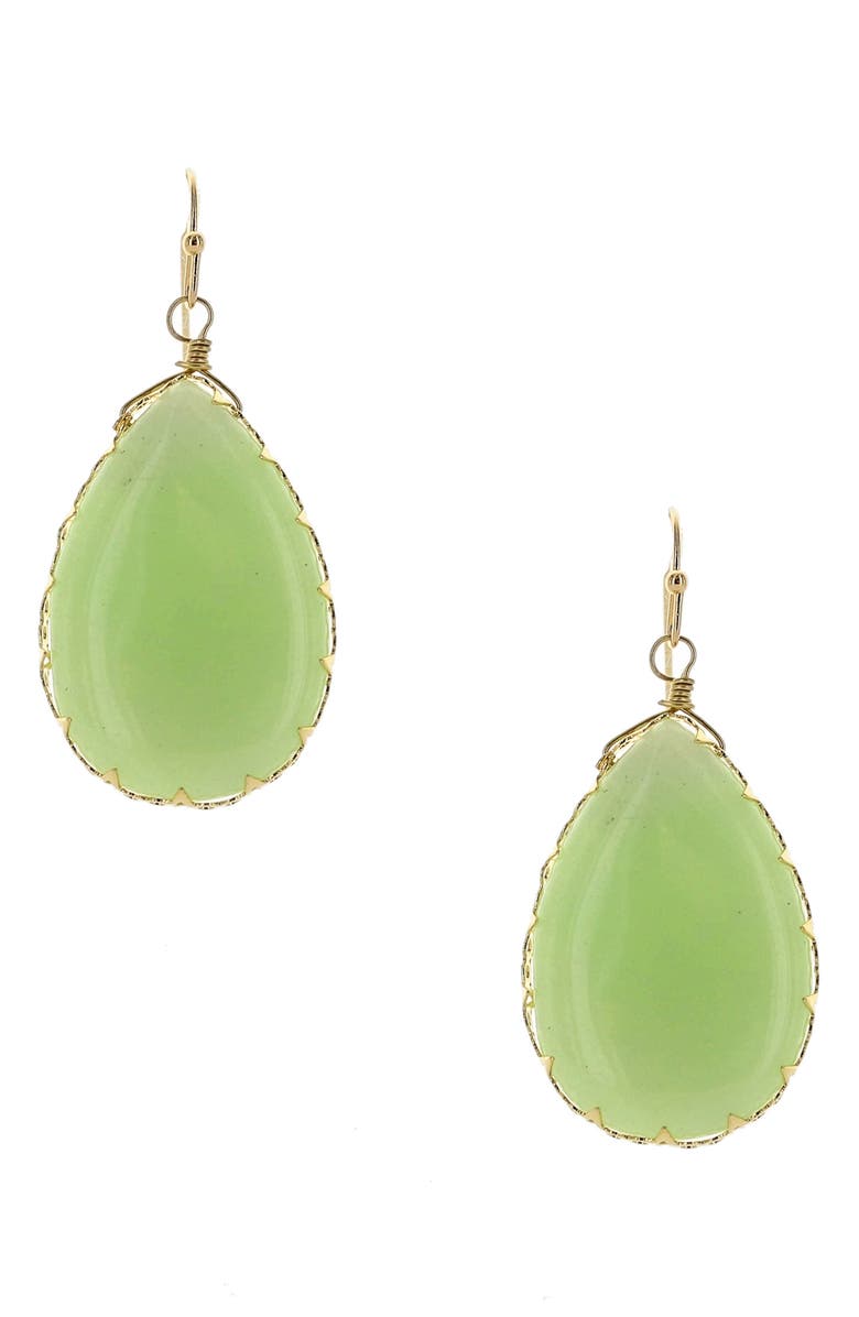 OLIVIA WELLES Klara Cabochon Teardrop Earrings, Main, color, Gold / Mint