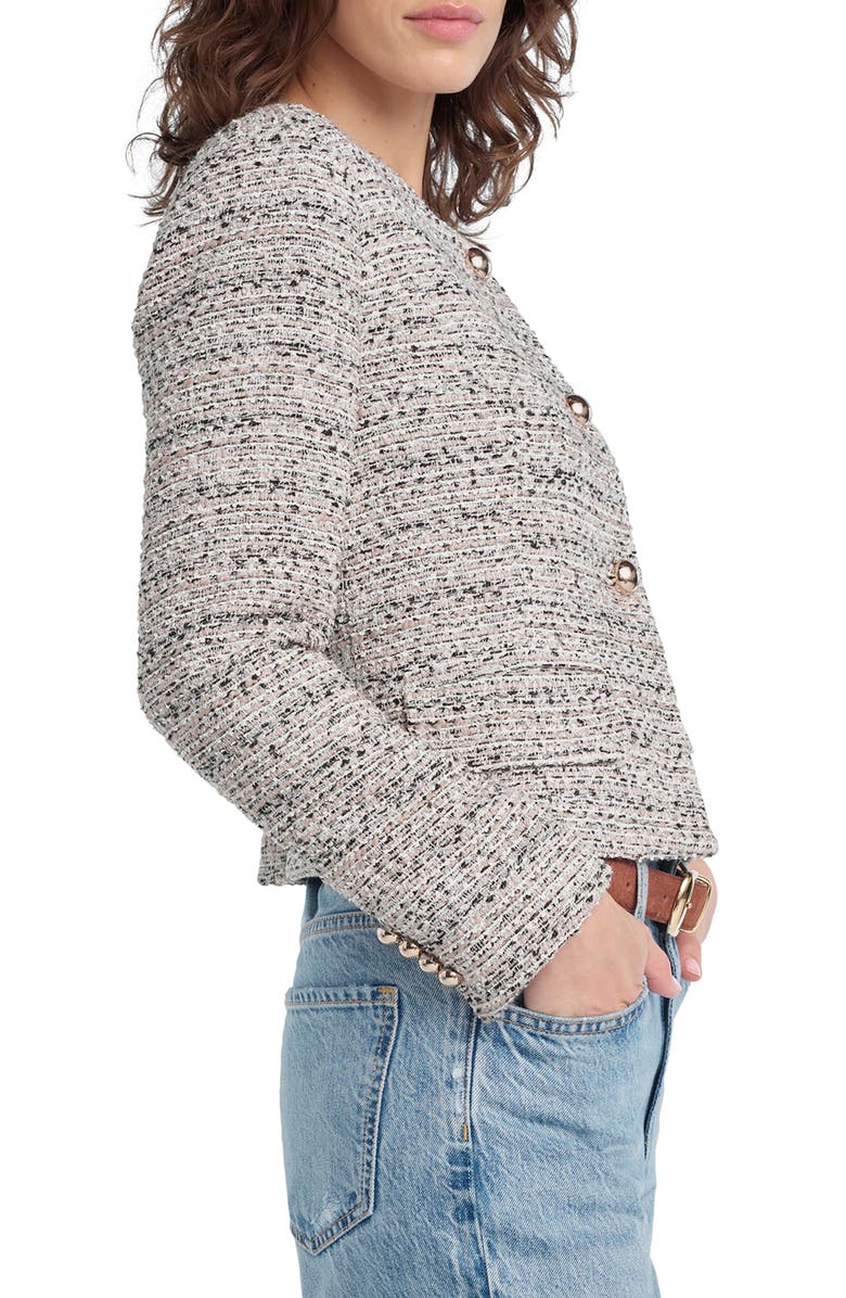 Favorite Daughter Embellished Crop Jacket, Alternate, color, Pink Tweed