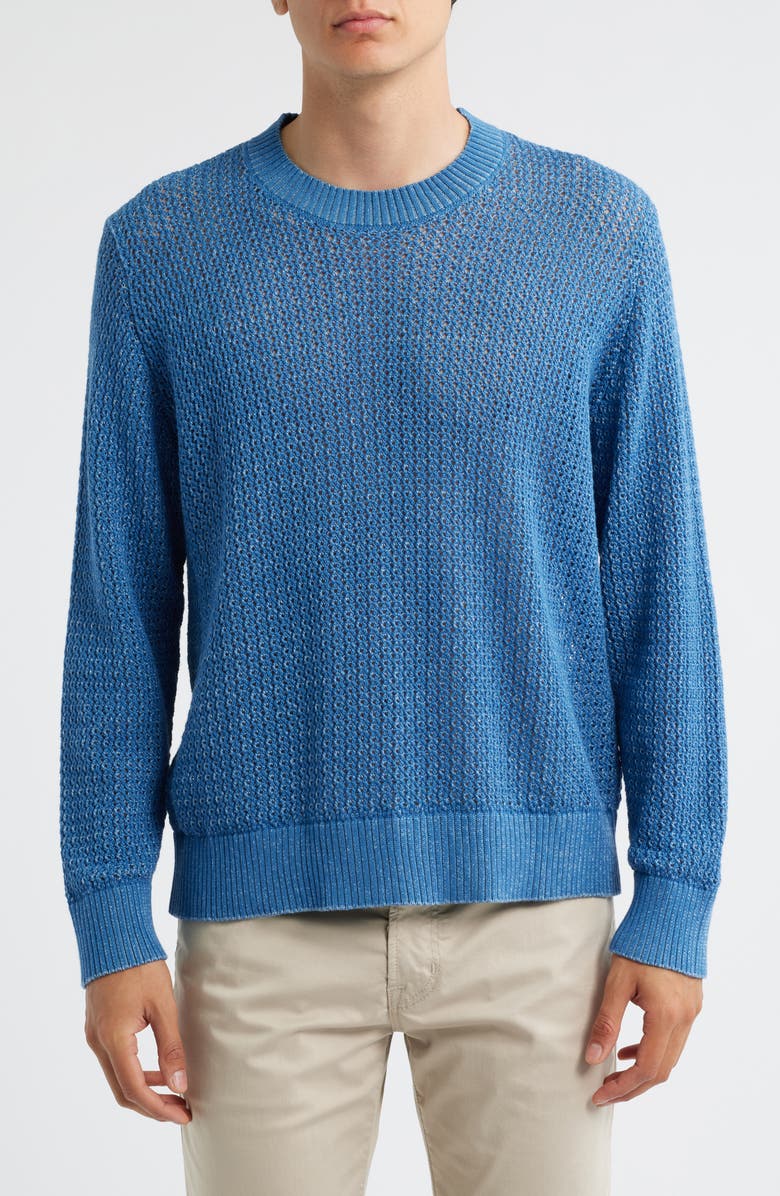 Corridor Marled Organic Pima Cotton Crewneck Sweater, Main, color, Blue