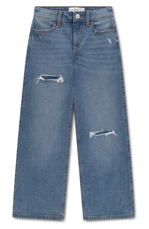 Kids' Ripped Wide Leg Jeans