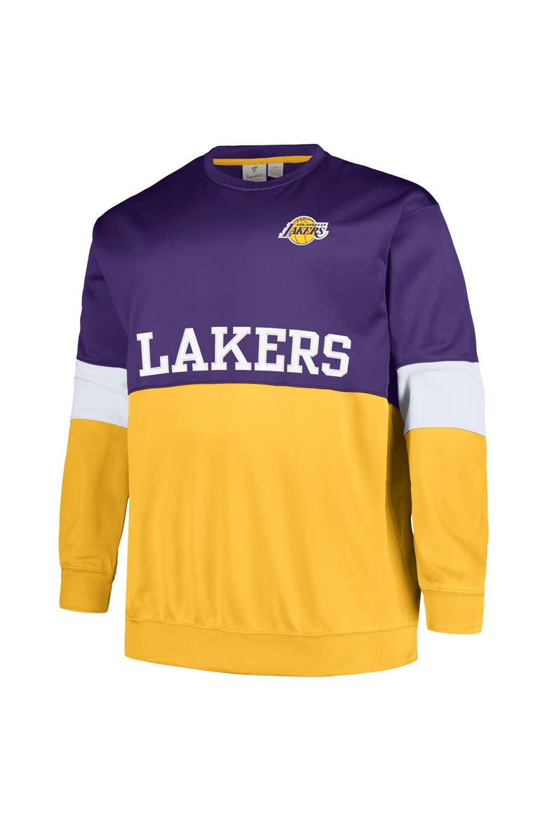 Men's Fanatics Branded Purple/Gold Los Angeles Lakers Big & Tall Split Pullover Sweatshirt, Alternate, color, Purple