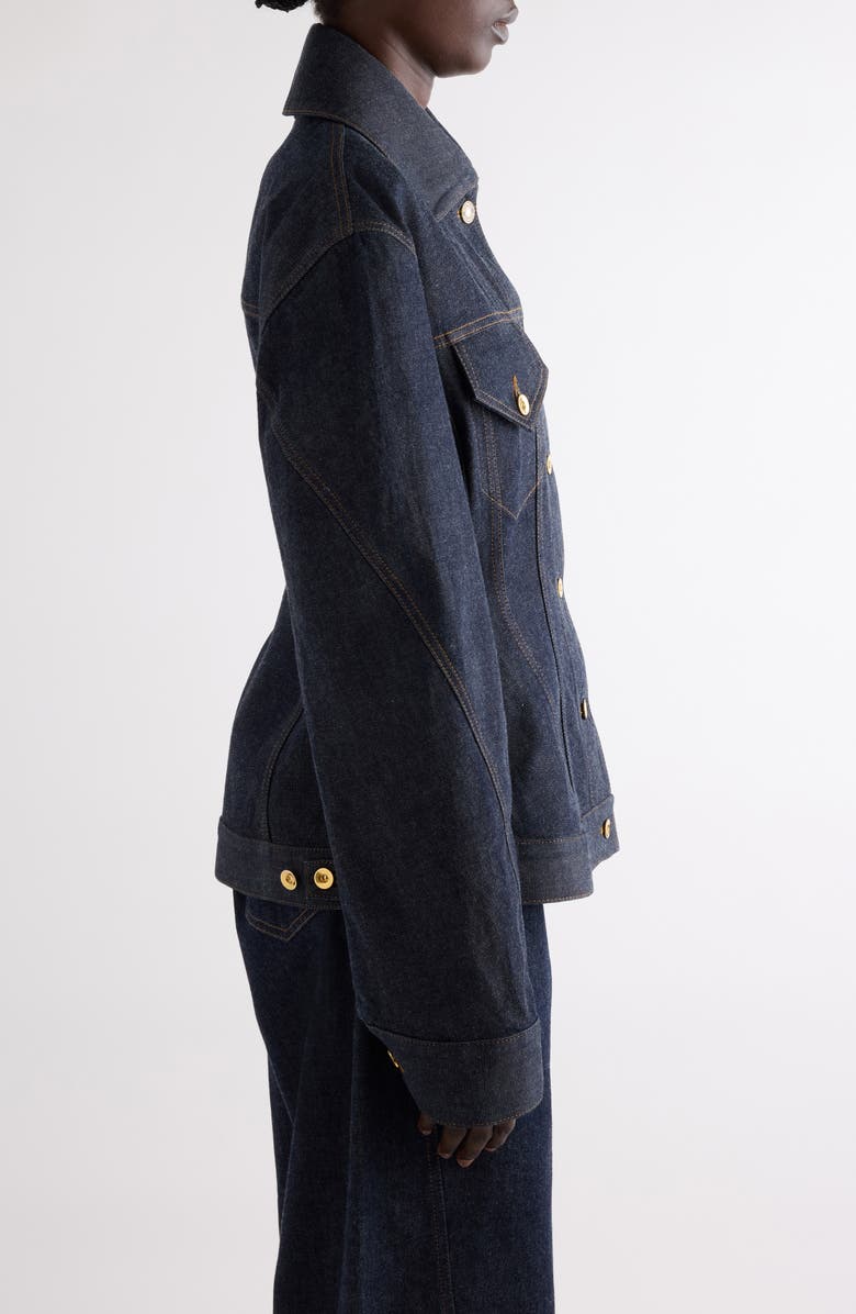 Givenchy Cocoon Waisted Denim Jacket, Alternate, color, Dark Blue