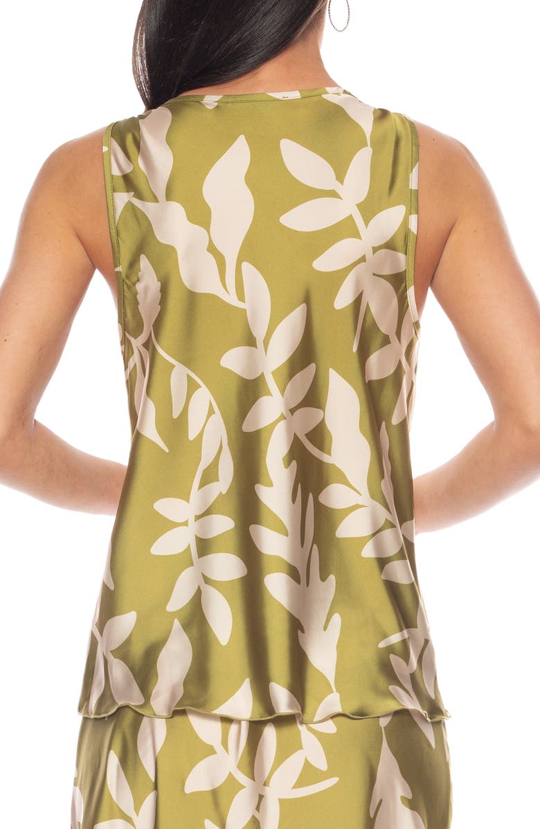 TASH AND SOPHIE Floral Chain Strap Satin Top, Alternate, color, Olive / Gold