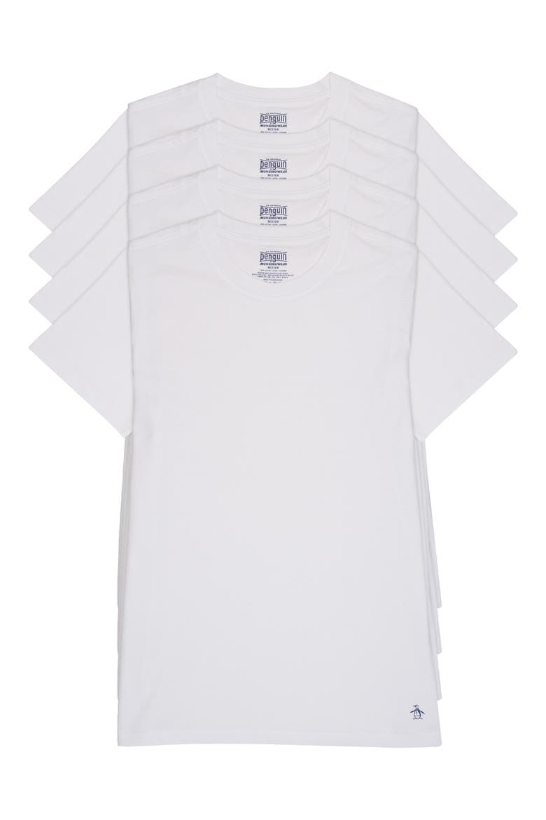 Pack of 4 Cotton Crewneck T-Shirts, Main, color, WHITE