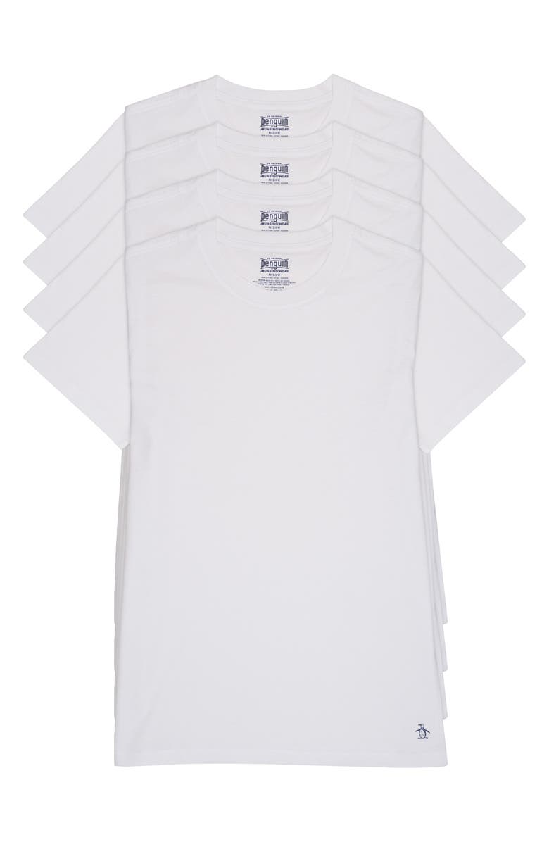Original Penguin Pack of 4 Cotton Crewneck T-Shirts, Main, color, White