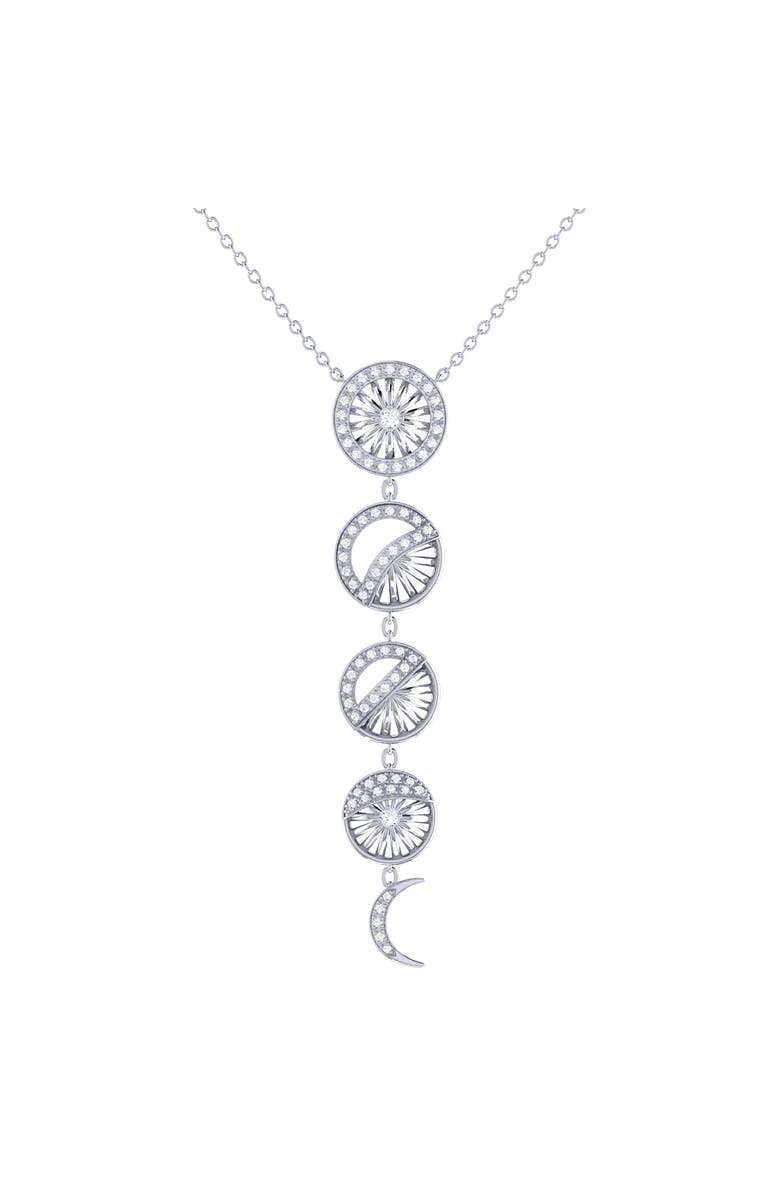 LuvMyJewelry Moon Phases Sterling Silver Diamond Necklace, Main, color, 