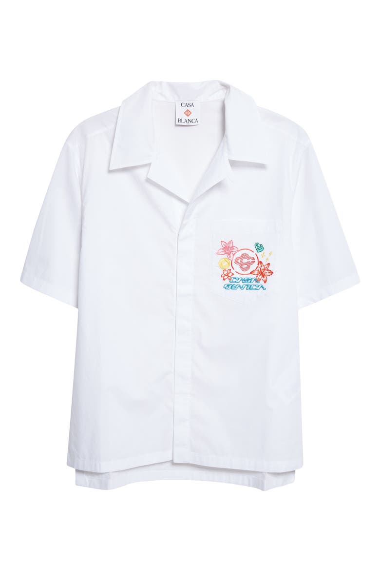 Graphic Icons Embroidered Cotton Camp Shirt, Alternate, color, PLAIN SHIRTING