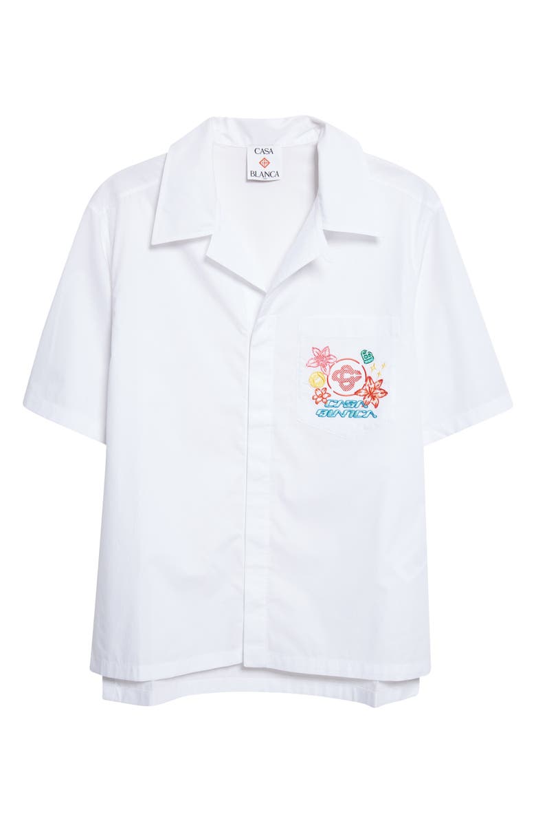 Casablanca Graphic Icons Embroidered Cotton Camp Shirt, Main, color, Plain Shirting