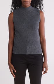 Halogen® Mock Neck Sleeveless Rib Top