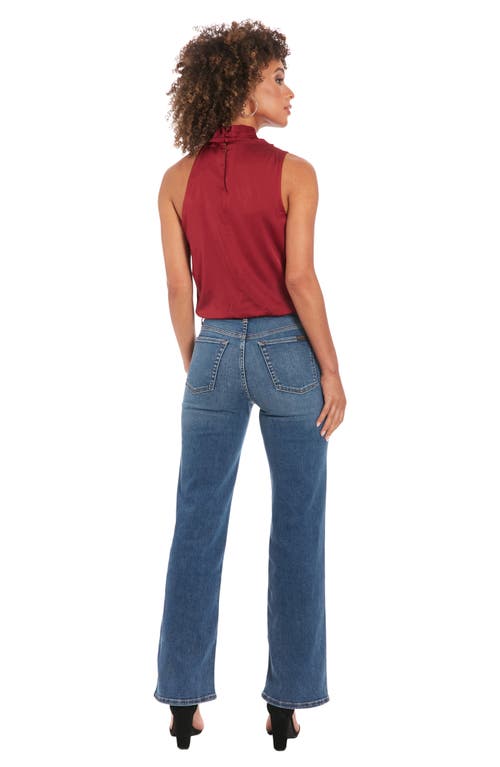 Muse Drape Mock Neck Top In Red