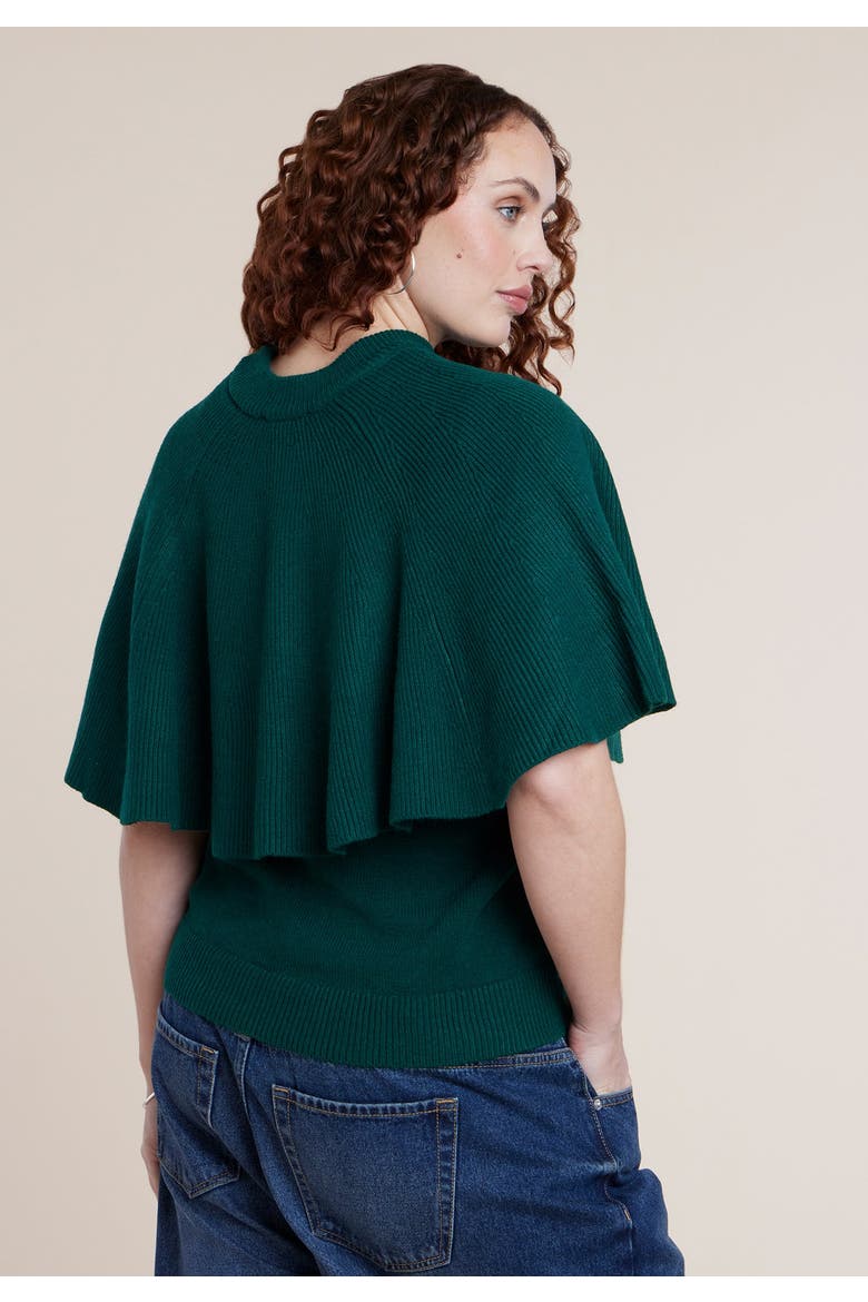 Crew Neck Cape Sweater, Alternate, color, RAINFOREST