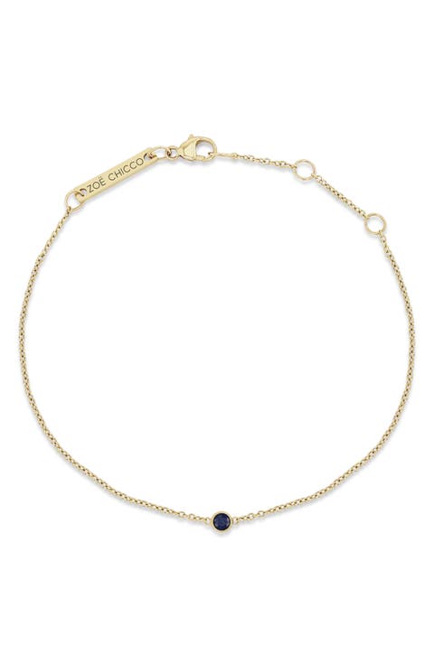 14K Gold Bezel Gemstone Pendant Bracelet