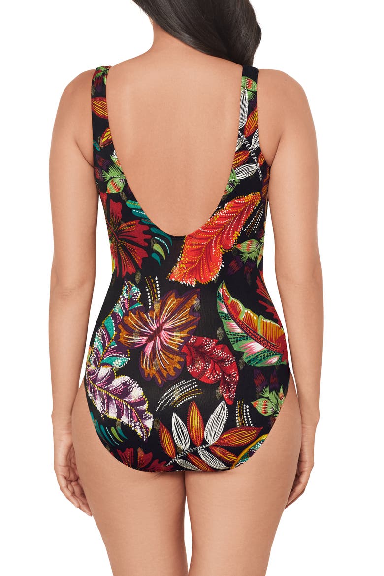 Pluma Orla Crossover One-Piece Swimsuit, Alternate, color, BLACK MULTI