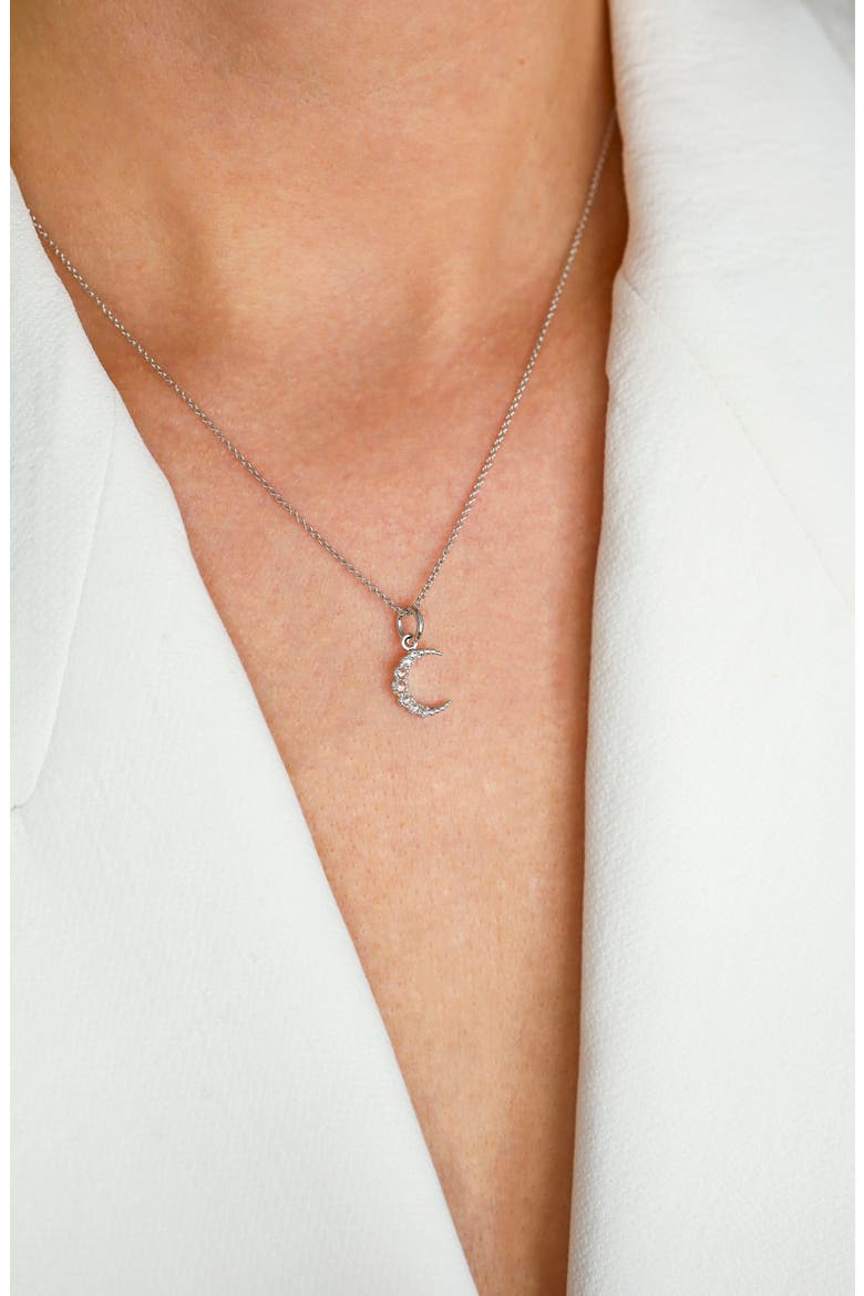 18k Gold Diamond Crescent Moon Pendant, Alternate, color, 18K WHITE GOLD