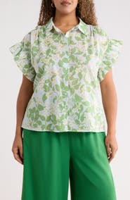 SUGARLIPS Kiany Floral Ina Short Sleeve Button-Up Shirt