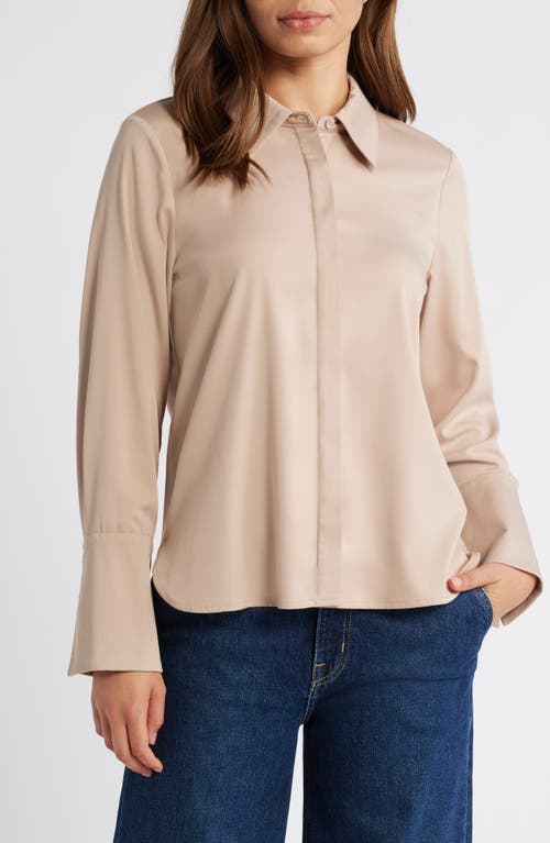 Wit & Wisdom Flare Cuff Button-Up Shirt in Champagne 