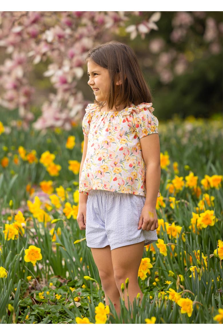 Blooming Florals Short Gathered Sleeve Two Piece Set, Alternate, color, Pink