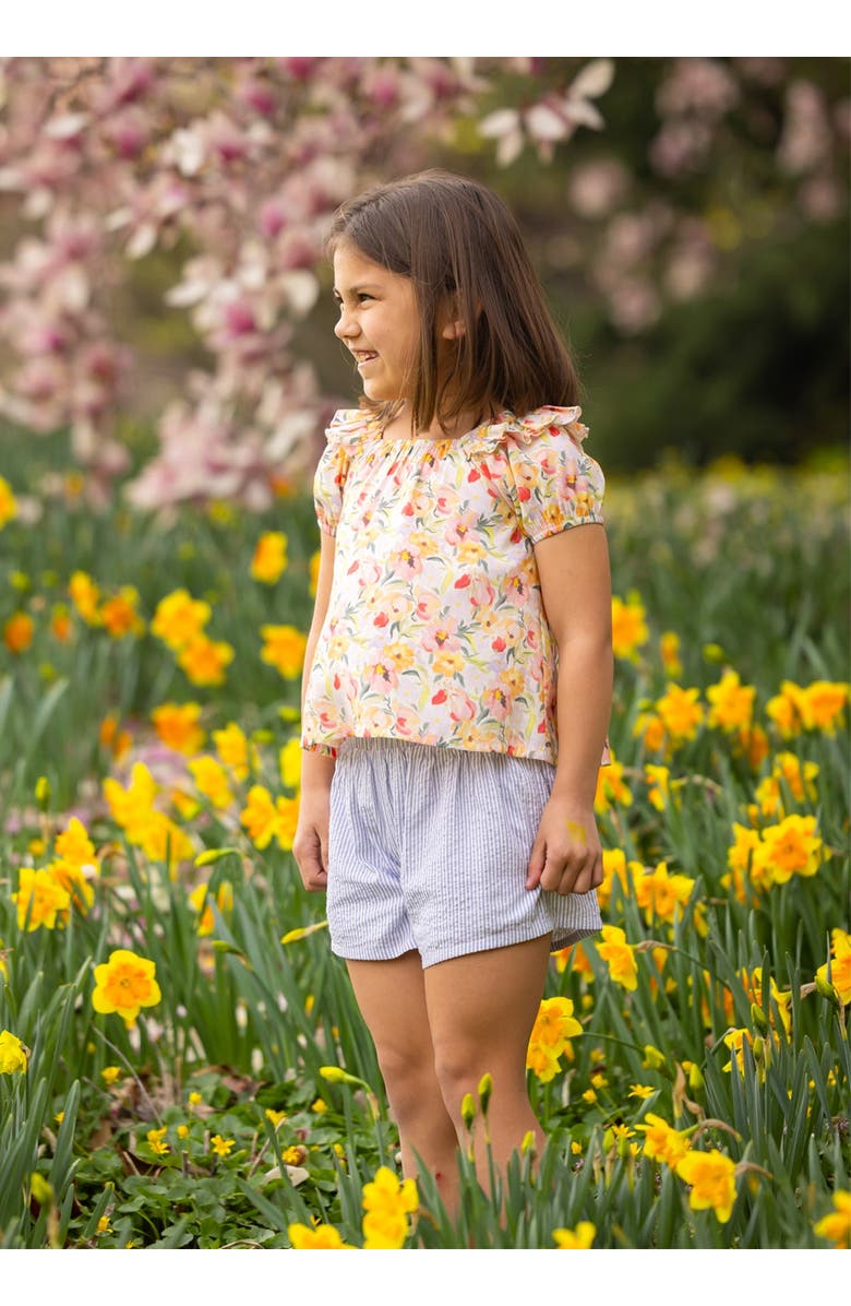 Mabel + Honey Blooming Florals Short Gathered Sleeve Two Piece Set, Alternate, color, Pink