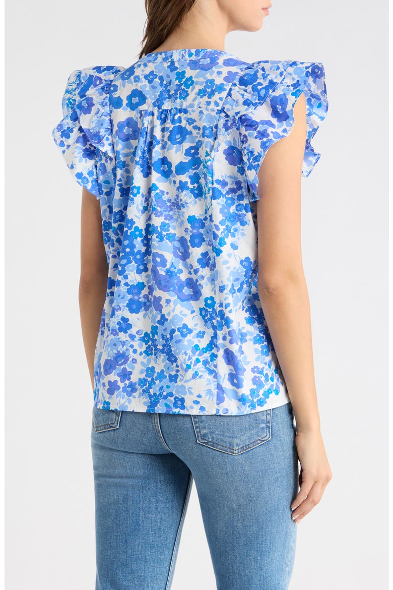 Riona Floral Sammi Cotton Button-Up Shirt, Alternate, color, WHITE-BLUES-MULTI