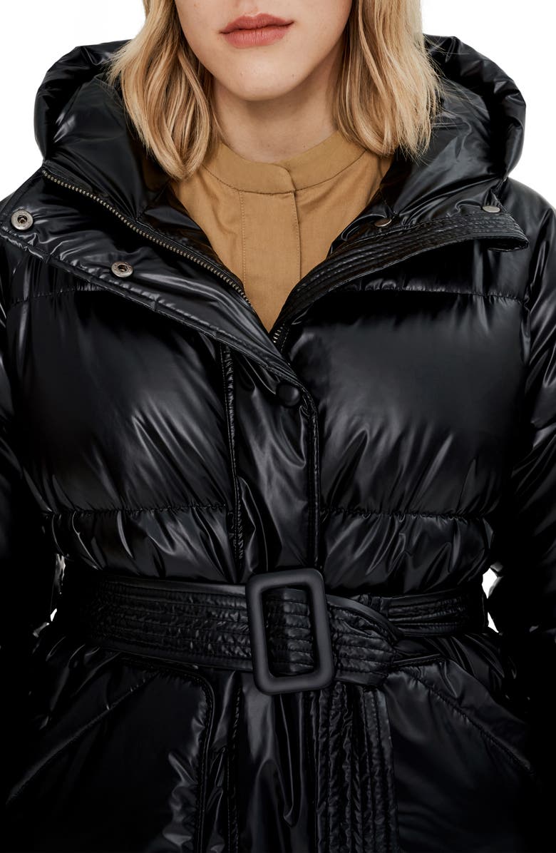 Noize Belted Oversize Hooded Puffer Coat, Alternate, color, 