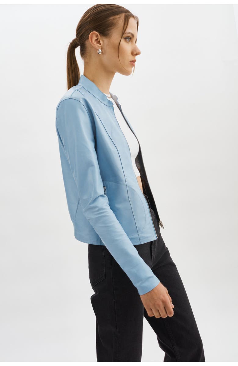 LAMARQUE Chapin | Reversible Leather Bomber, Alternate, color, Baby Blue/Silver