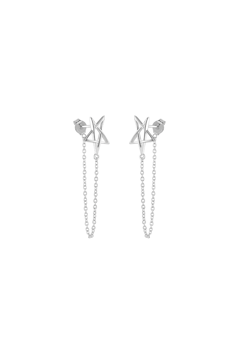 Sol Star Loop Earrings, Main, color, Sterling Silver