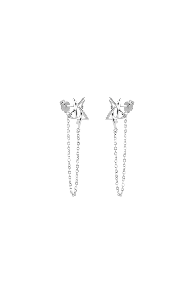 Lucy Quartermaine Sol Star Loop Earrings, Main, color, Sterling Silver