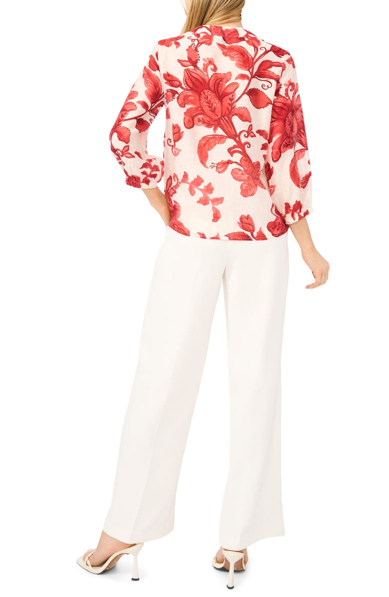 Halogen<sup>®</sup> Floral Three Quarter Sleeve Button-Up Shirt, Alternate, color, Lava Red