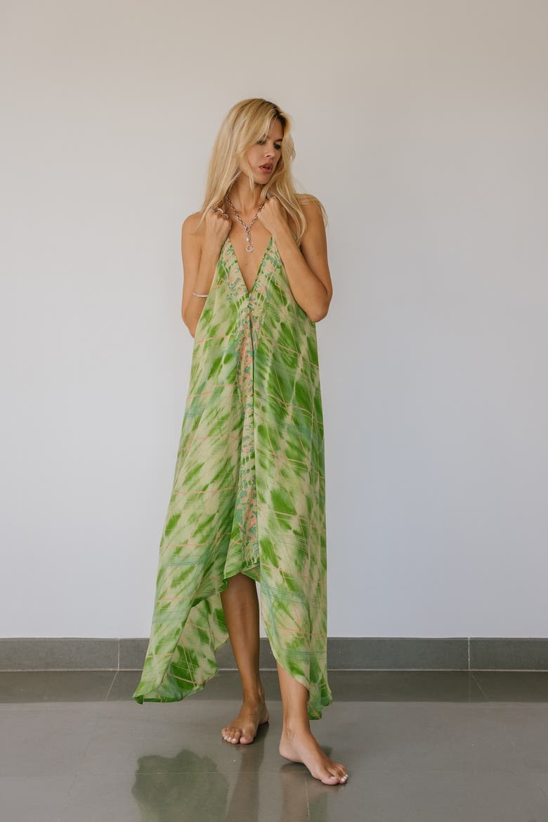 Classic Silk Dress Zuma, Alternate, color, Green Tie Dye