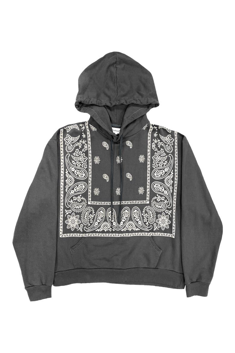 Paisley Bandana Hoodie, Main, color, WASHED BLACK