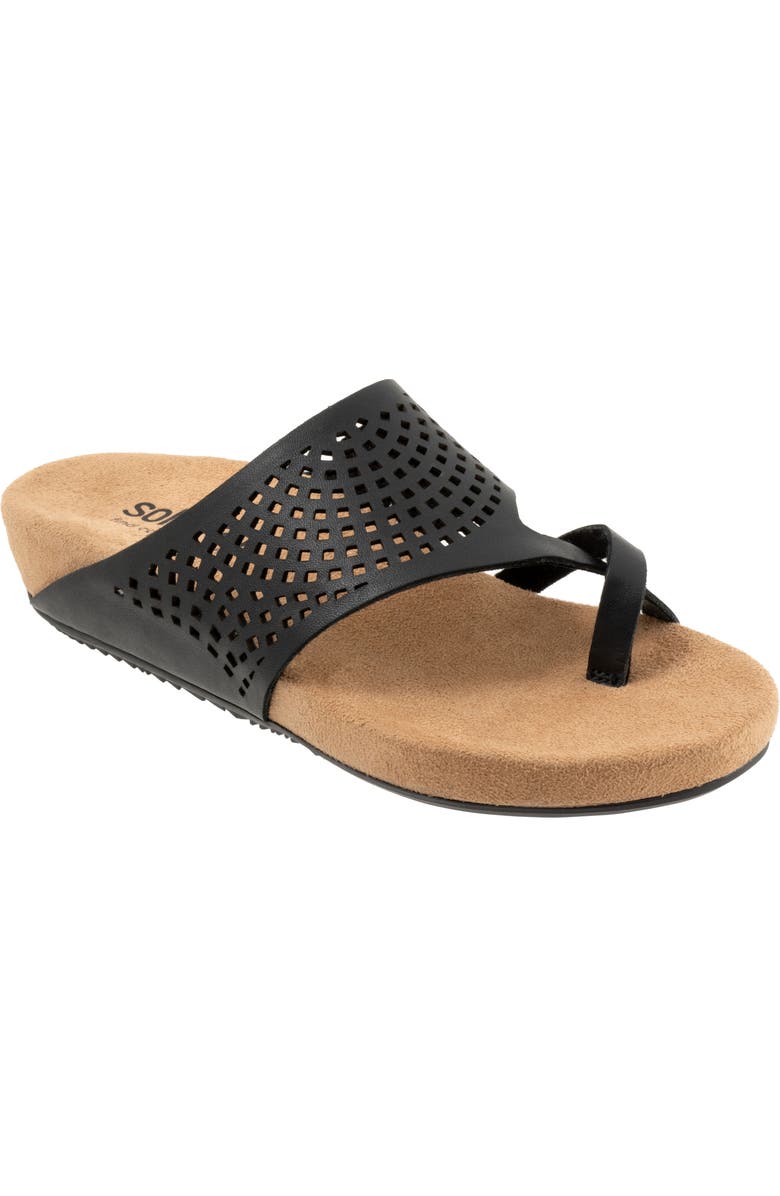 SoftWalk<sup>®</sup> Blaine Perf Platform Wedge Slide Sandal, Main, color, Black