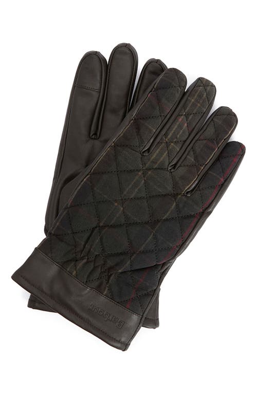 Barbour Darwen Quilted Tartan Touchscreen Gloves In Black