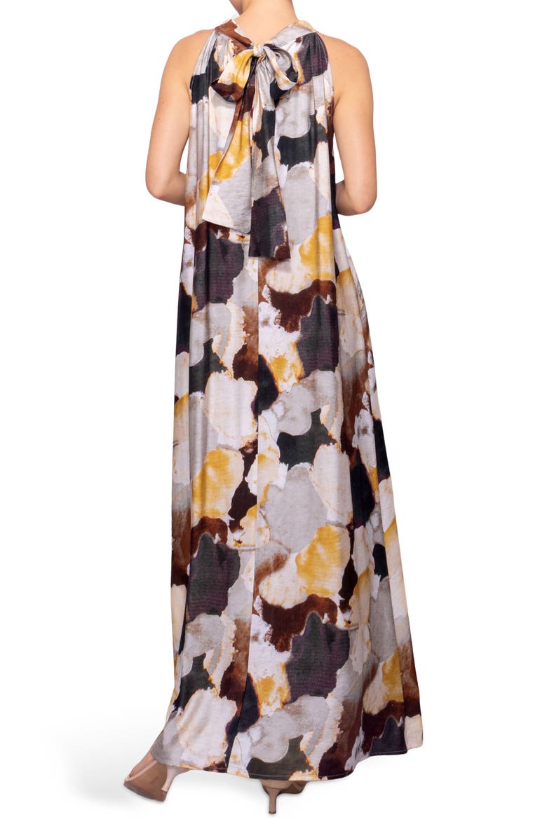 MELLODAY High Neck Maxi Dress, Alternate, color, Saffron Multi