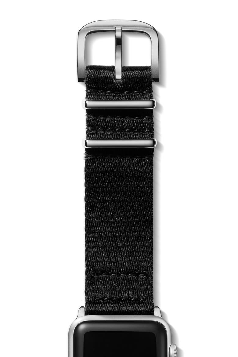 NATO Nylon 20mm Apple Watch® Watchband, Alternate, color, BLACK