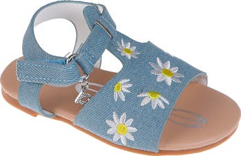 Kids' Floral Embroidered Denim Sandal