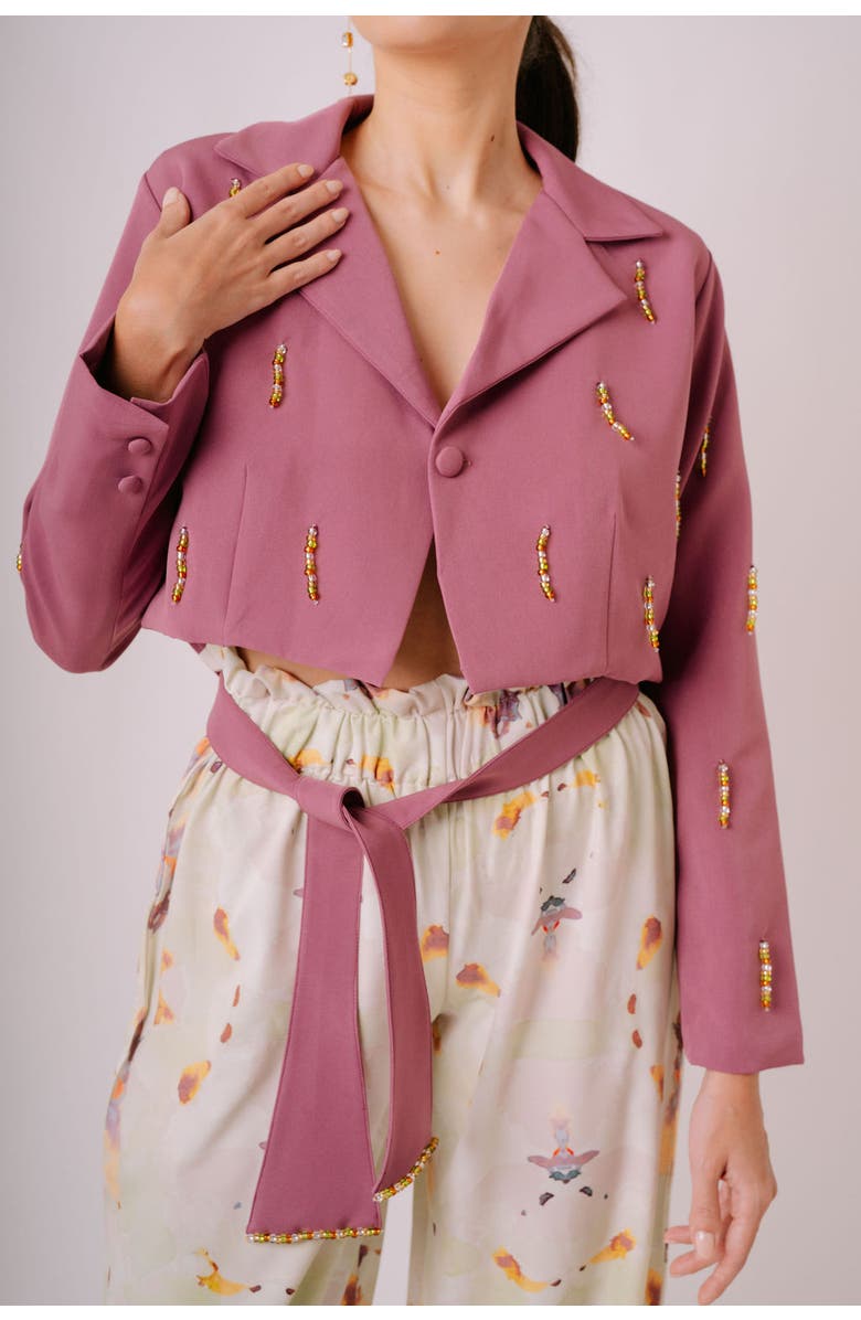 San Malo Lara Beaded Oversized Blazer, Alternate, color, Purple