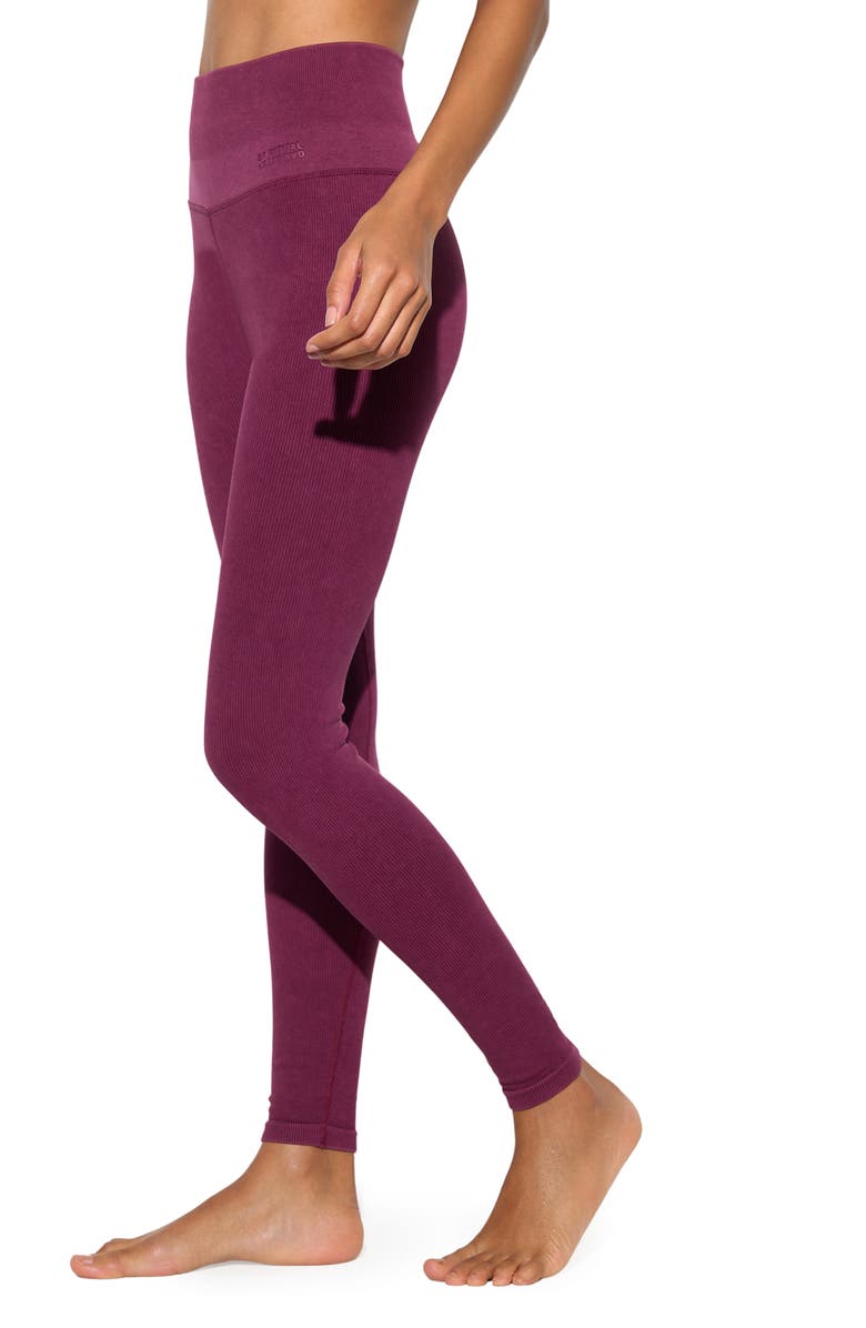 Spiritual Gangster Love Mineral Wash Rib Leggings, Alternate, color, Dark Dahlia