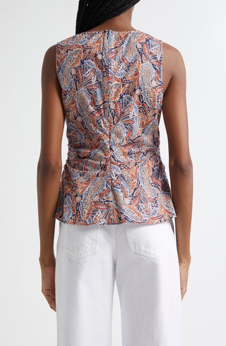 Veronica Beard Aiden Paisley Print Center Ruched Top, Alternate, color, Navy Multi