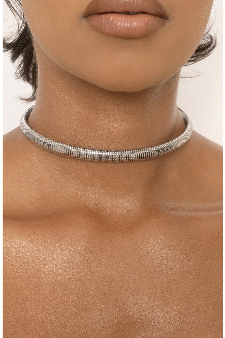 Your Essential Flex Choker Necklace, Alternate, color, RHODIUM