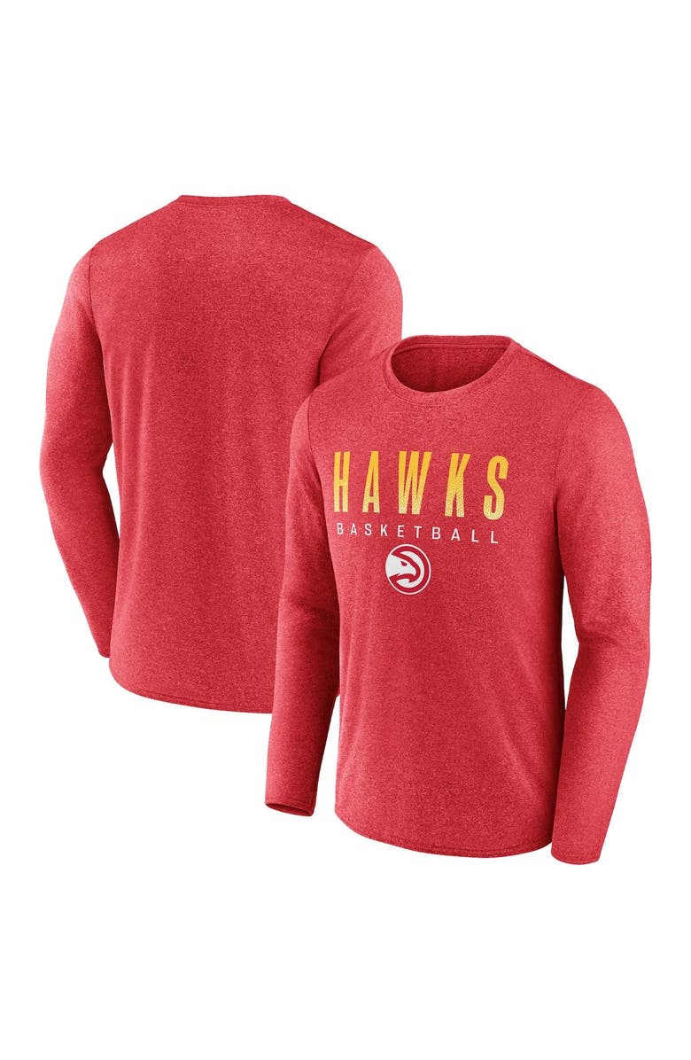 FANATICS Men's Fanatics Branded Heathered Red Atlanta Hawks Where Legends Play Iconic Practice Long Sleeve T-Shirt, Main, color, 