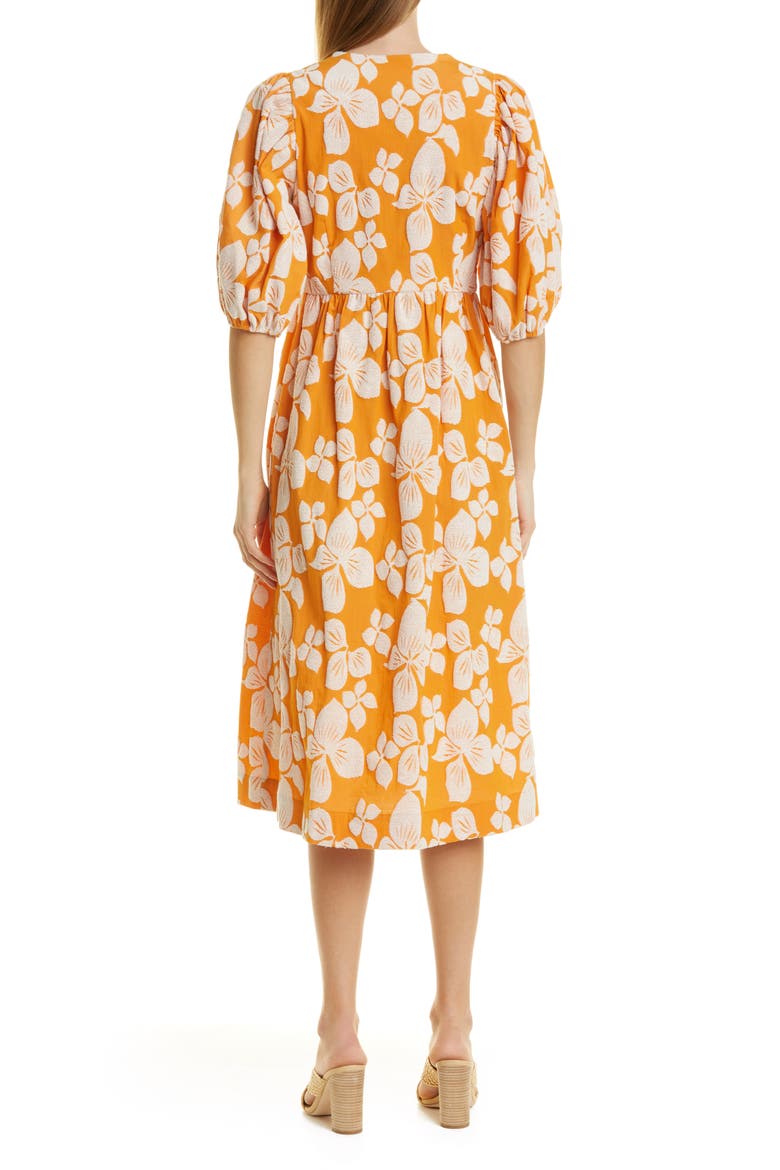 Cinthy Floral Jacquard A-Line Dress, Alternate, color, DARK ORANGE