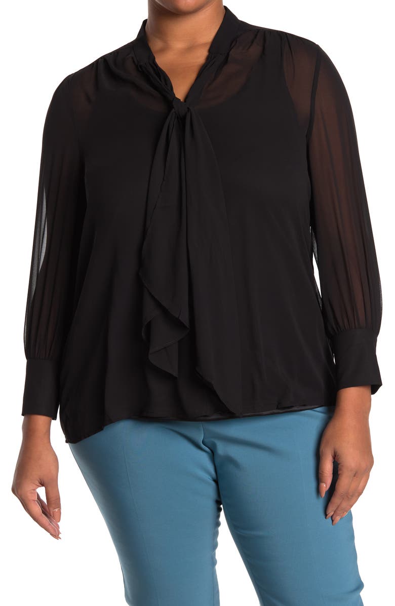 DR2 by Daniel Rainn DANIEL RAINN Tie Neck Long Sleeve Blouse, Main, color,