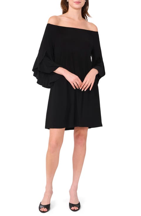Off the Shoulder Flutter Sleeve Shift Dress