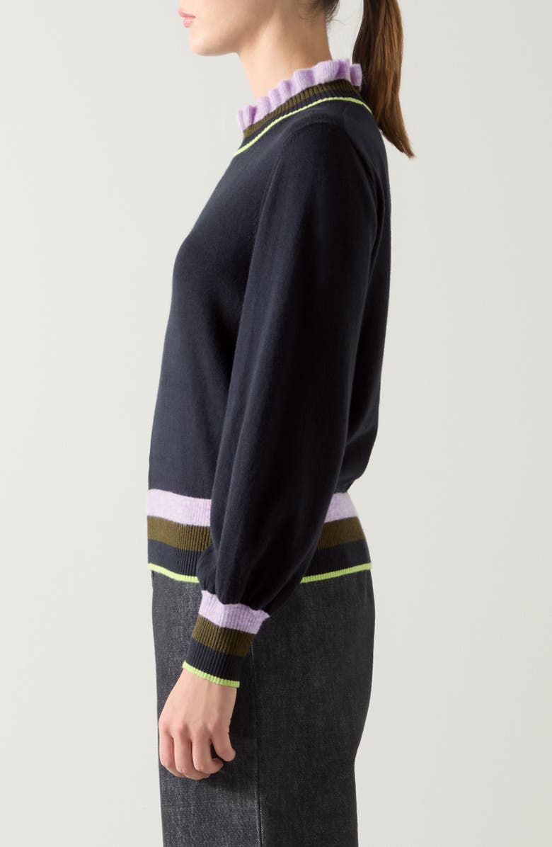 LK Bennett Alina Stripe Mock Neck Sweater, Alternate, color, Navy Multi