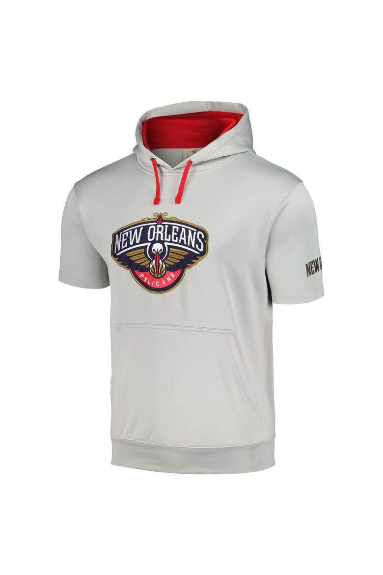 Men's Fanatics Branded Silver/Red New Orleans Pelicans Short Sleeve Pullover Hoodie, Alternate, color, Silver