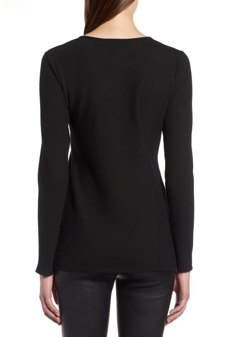 Long Sleeve Knit Cotton Tee, Alternate, color, BLACK